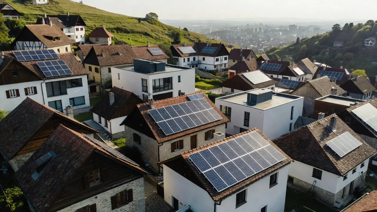Case cu panouri fotovoltaice montate în zona Cluj-Florești